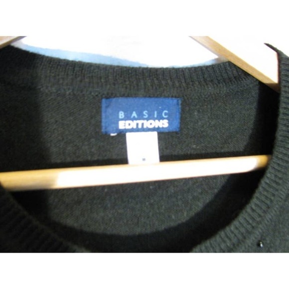 Basic Editions Black Sweater, SZ  Medium, Sequins in diamond design. Long Sleeve - Picture 3 of 7